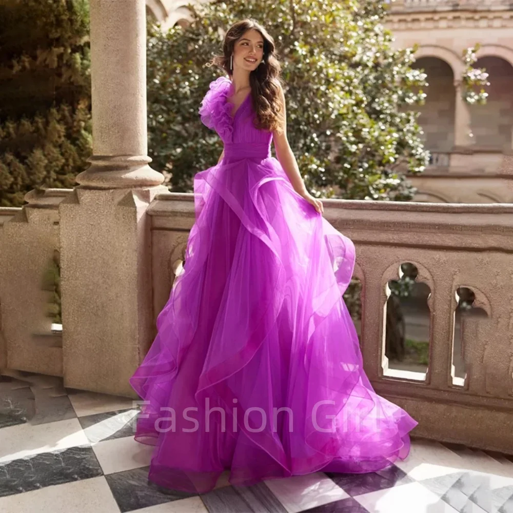 Elegant Purple Tulle Lace Long Prom Dresses, Purple Lace Formal Gradua –  Eip Collection