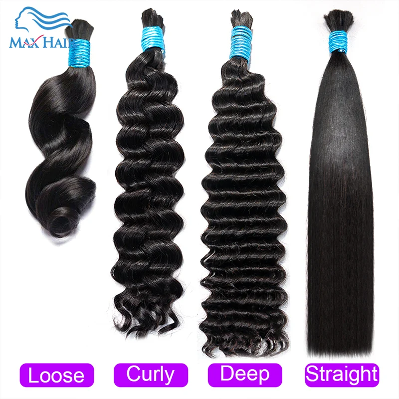 

Human Hair Bulk Extension No Weft Virgin Human Hair Bulk 100% Unprocessed Deep Curly Straight Wave Hair Weaving For Braiding