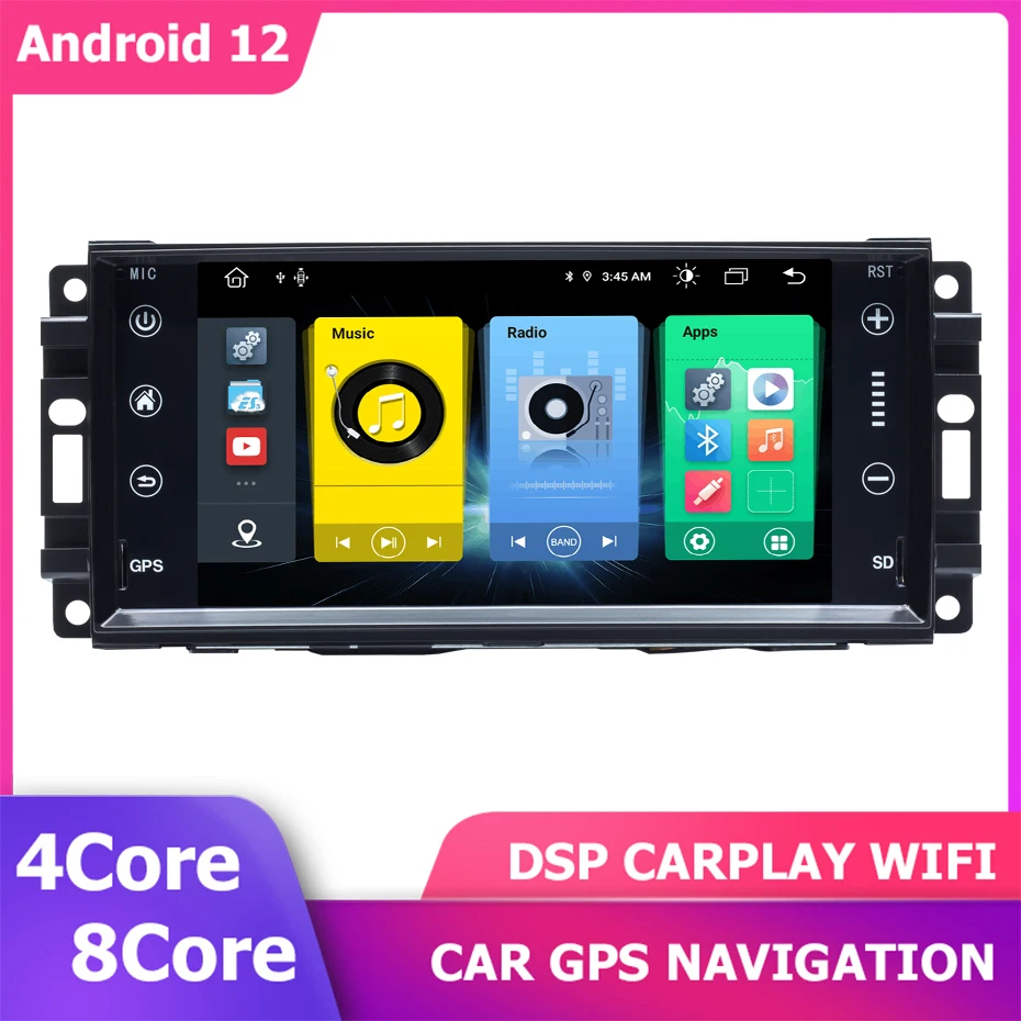 7''Car Gps Android 12 Player Per Jeep Compass Commander Grand Cherokee Wrangler Liberty Dodge Chrysler Carplay Navigazione Stereo