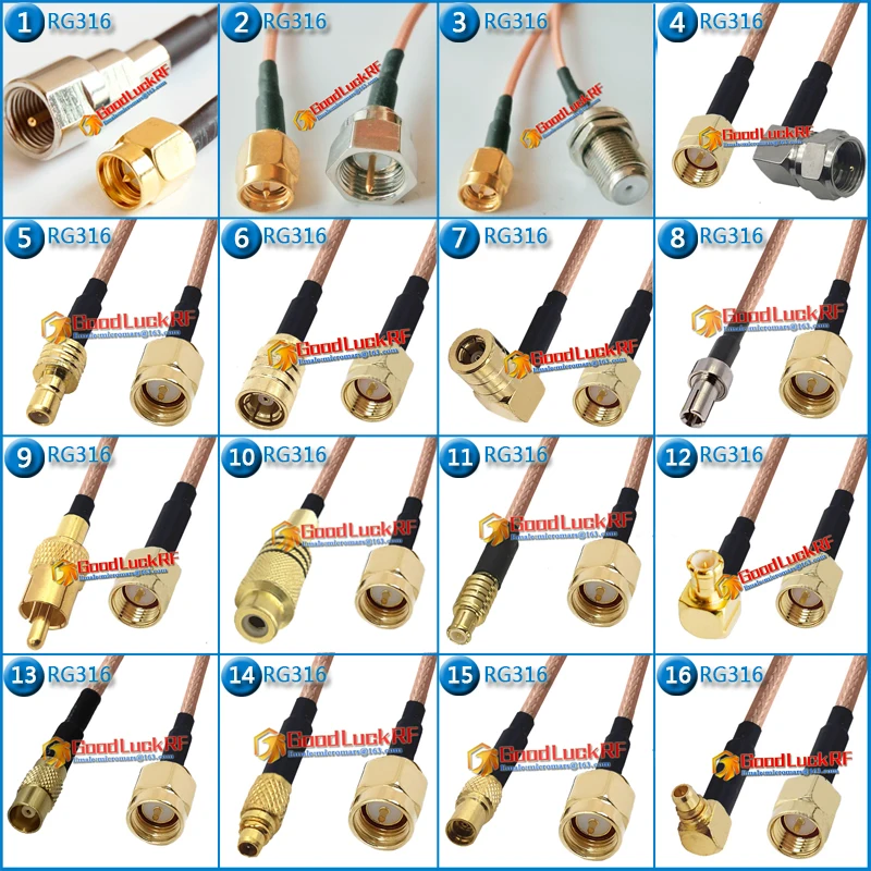 SMA Male to SMB RCA MCX MMCX FME TS9 F TV Male Female Right Angle 90 Degree Coaxial Type Pigtail Jumper RG316 extend Cable