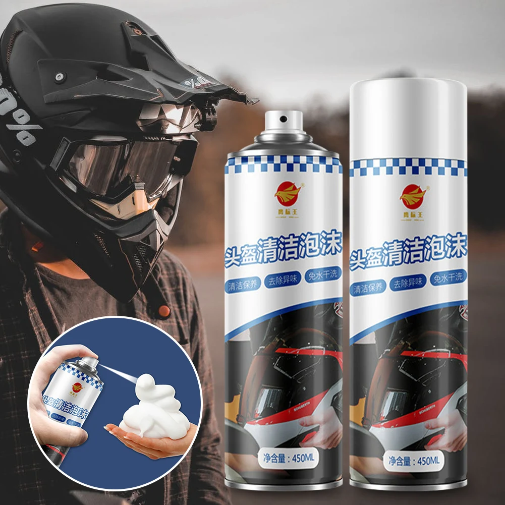 

450ml Motorcycle Helmet Foam Cleaner Helmet Liner Cleaner Foam Care Spray Dust Remover Seat Cleaner Spray for Helmet Accessories