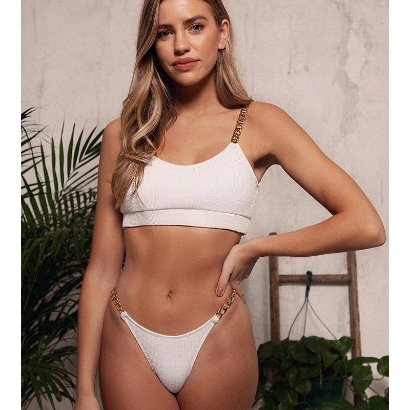 

Sexy Bikinis for Women Hot Sexy Bikini Split Swimsuit Europe and The United States Hot Chain Swimsuit High Cut