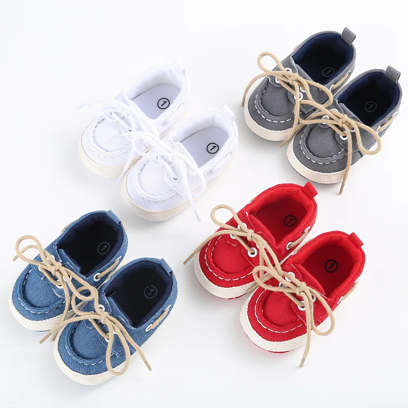 

Baby Canvas Shoes Newborn Soft Sole Non-slip Casual Shoes Girls Boys First Walkers Toddlers Sneakers Solid Lace Up Crib Shoes