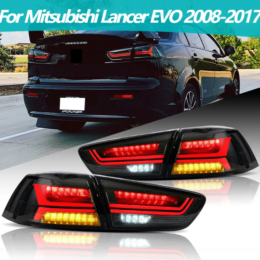 Clear Full LED Tail Lights Suitable For Mitsubishi Lancer EVO 2008-2017 ...