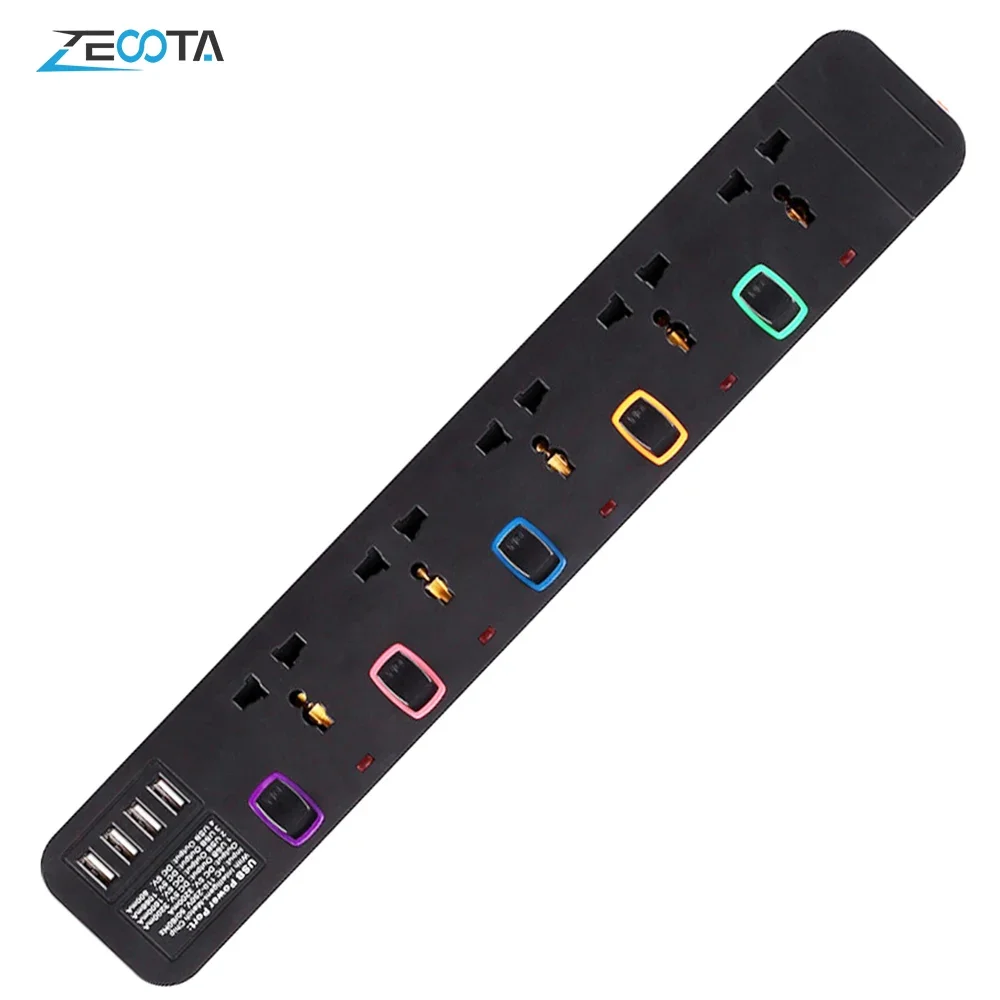 Ciabatta Surge Protector Multiprise Electrique Universal 5 Prese Presa Usb Interruttore Individuale Cavo Di Prolunga 3M/9.8Ft