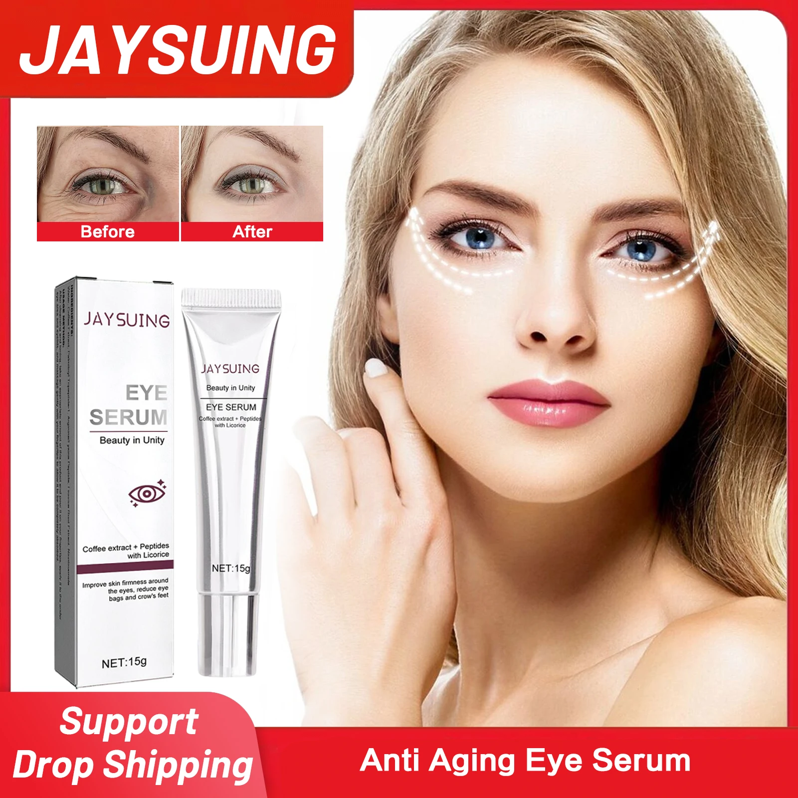 Anti Aging Eye Serum Fade Fine Lines Remove Dark Circles Reduce Under Eye Bags Against Puffiness Moisturizing Brighten Skin Care