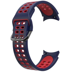 Dual-Color Silicone Watchband Strap - Versatile and Stylish Accessory for Watch 6 Classic 43mm (Midnight blue red)