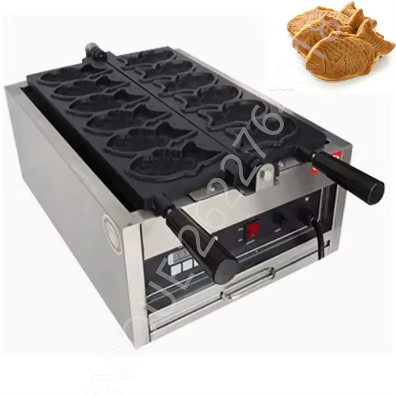 

110v 220v Commercial 12pcs Non-Stick Stainless Steel Janapese Fish Cake Taiyaki Waffle Maker Mini Fishes Shape Waflle Machine