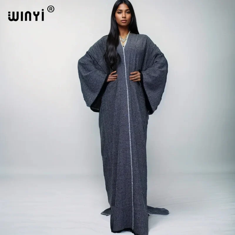 

WINYI winter coat Africa women Retro printing Luxury Fur Loose OverCoat Thick Warm long down coat Middle East winter abaya