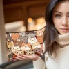 Stylish Cartoon Cat Print Clutch Bag Portable Zipper Cosmetic Bag With Linen Fabric Travel Toiletry Storage Pouch for Women 4