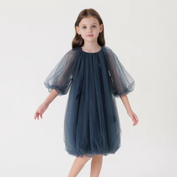 MARC&JANIE Girls Summer Bubble Sleeve Mesh Dress 230582 2