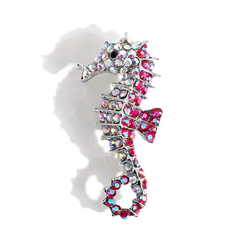 

Luxury Rhinestone Cartoon Seahorse Brooches For Women Men Clothing Colorful Cute Animal Brooch Pins Office Party Jewelry Gifts