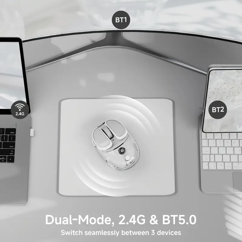 EWEADN Q9  Wireless BT Mouse Rechargeable Lightweight Silent Click Dual-Mode Connectivity for Phone Tablet Laptop