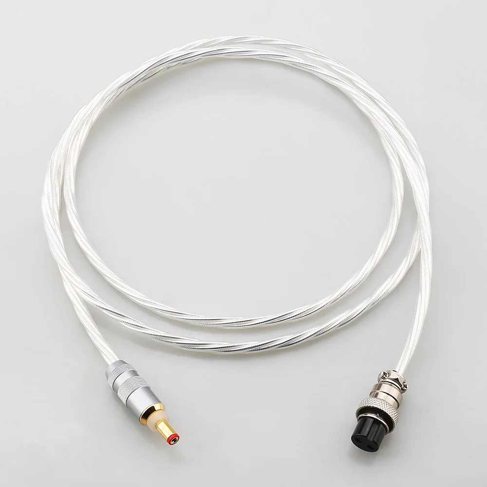고순도 7N OCC 은도금 DC 전원 케이블 GX12 GX16 2핀 - DC5.5x2.1/2.5mm 코드(리니어 전원 공급 장치용)