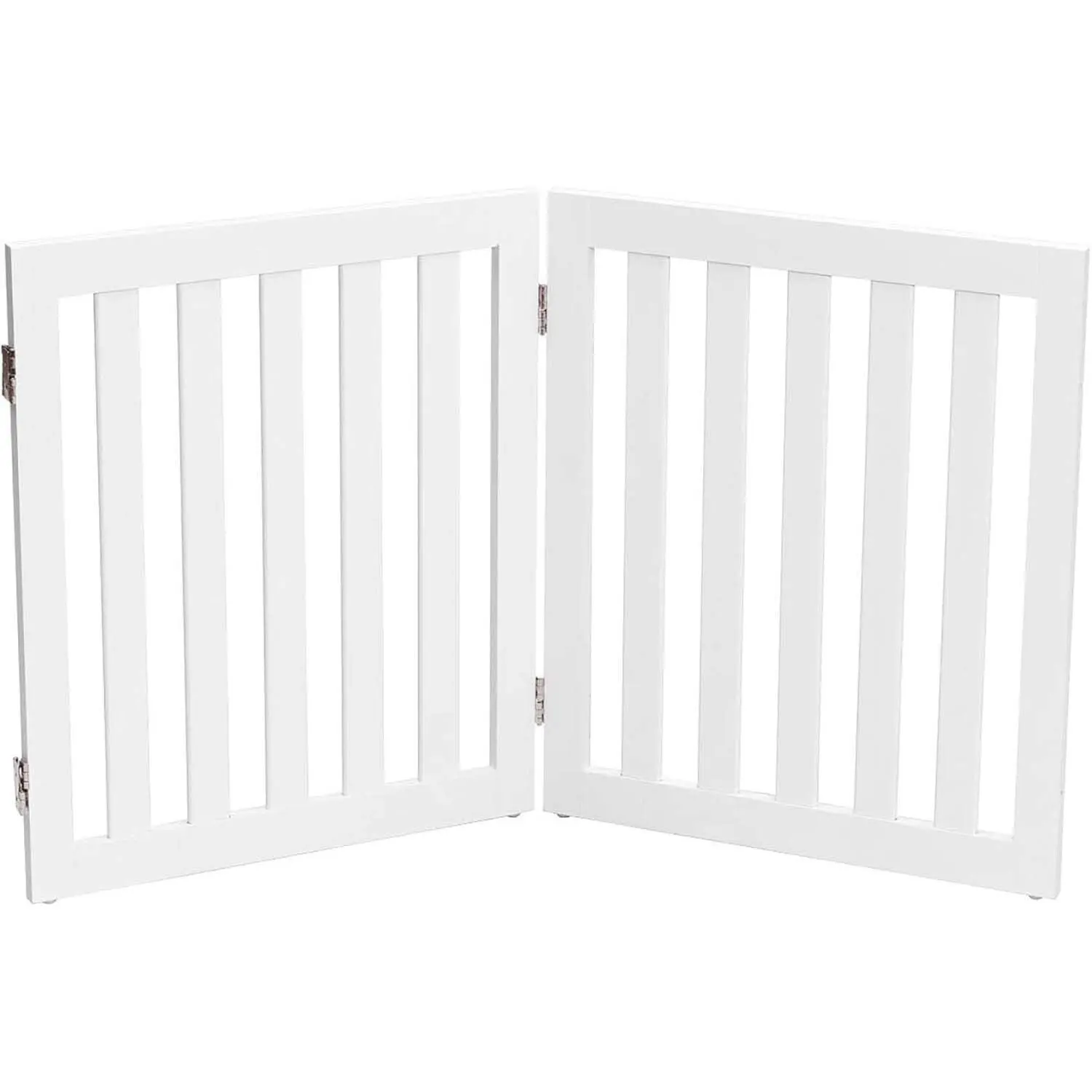 60cm 5 Panels Expandable Pet Gate, Freestanding Wooden Fence with 2 Support Feet, 361° Rotatable Hinges, Folding Barrier, white