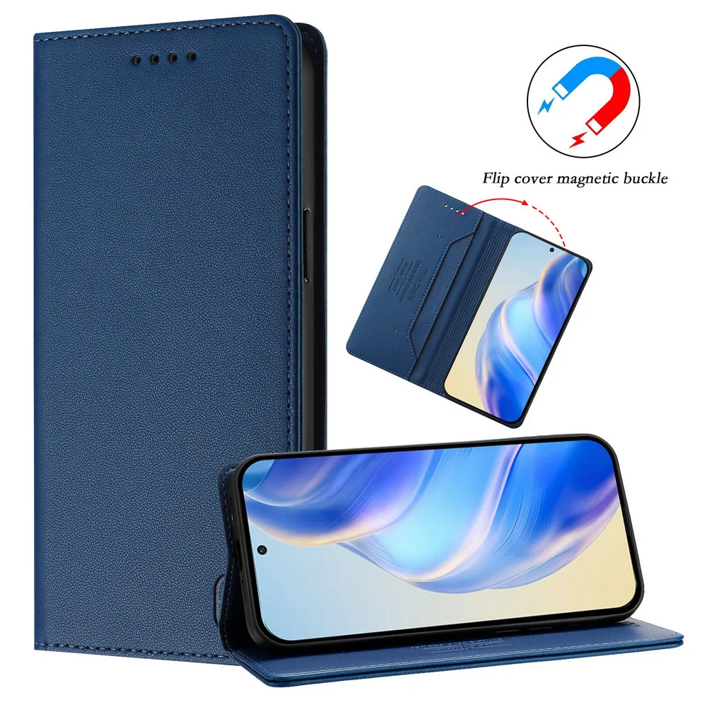 Magnetic Leather Flip Wallet Case with Card Holder - Premium Signature Design