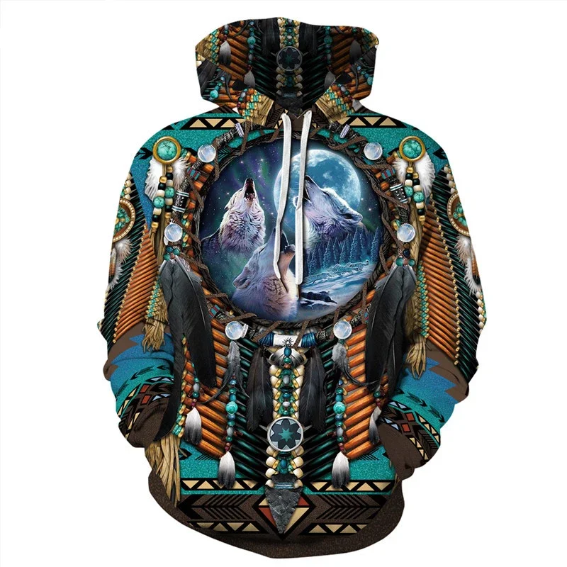 Men's Hoodie Casual Fashion Indian Bohemian Men's Hoodie Loose 3D Printed Harajuku y2k Men's Sweatshirt Streetwear Menswear