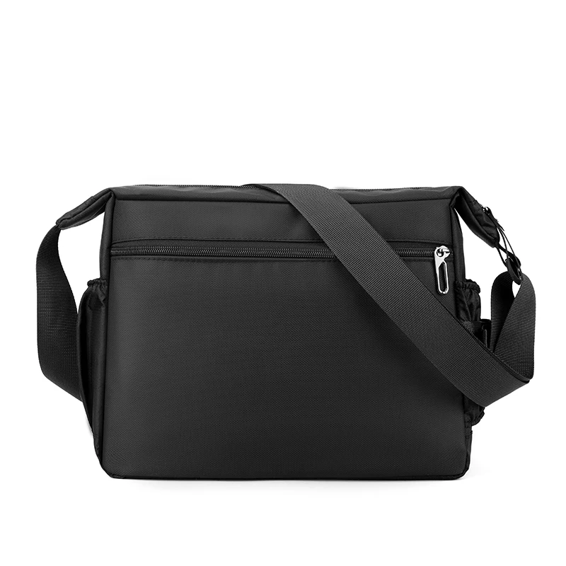Large capacity nylon cross body bag | adjustable shoulder strap, zipper closure, water bottle rack, very suitable for business t