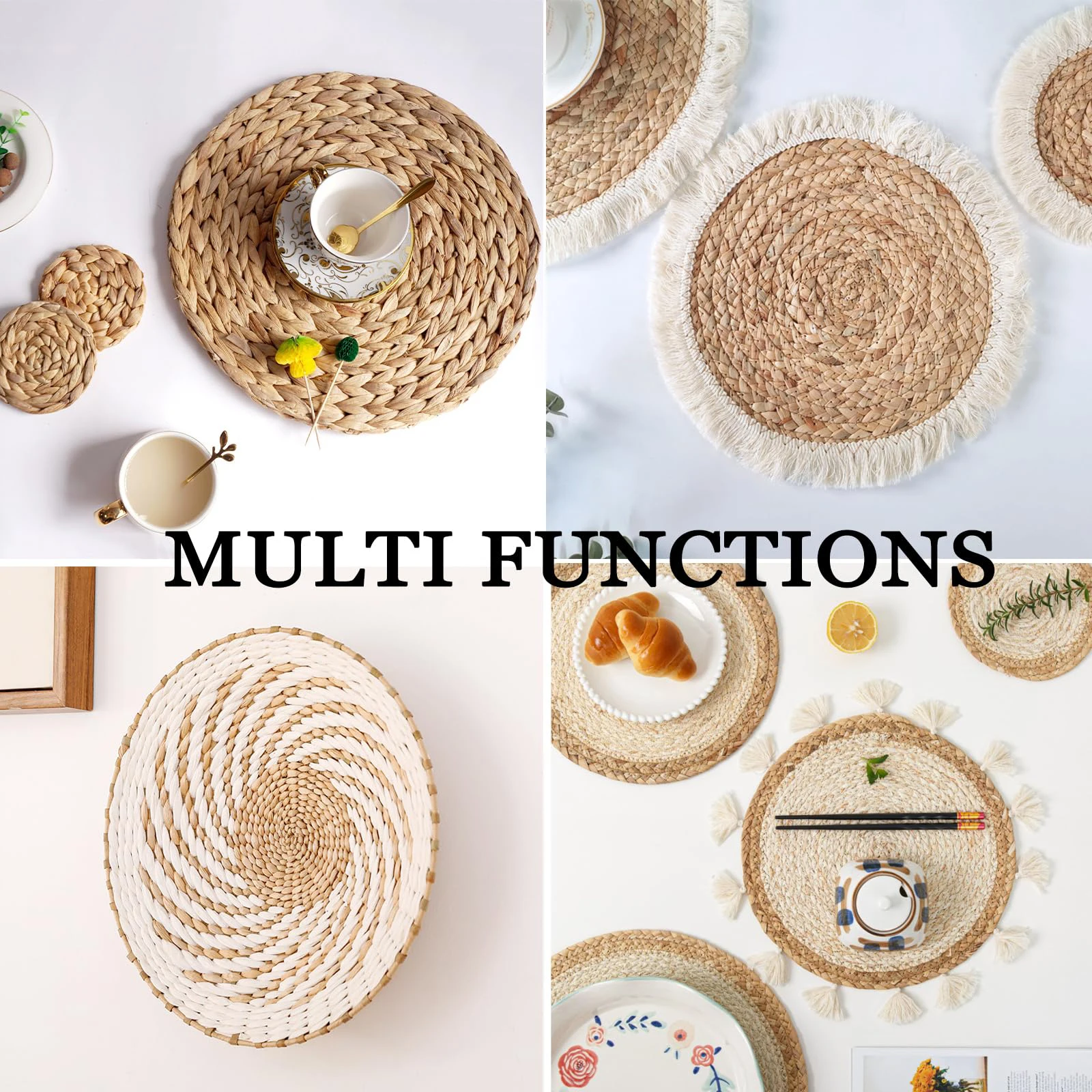 Conjunto De 3 Cestas De Parede KOLWOVEN - Decoração Boho Com Vime Natural - 73, 58 E 45 Cm
