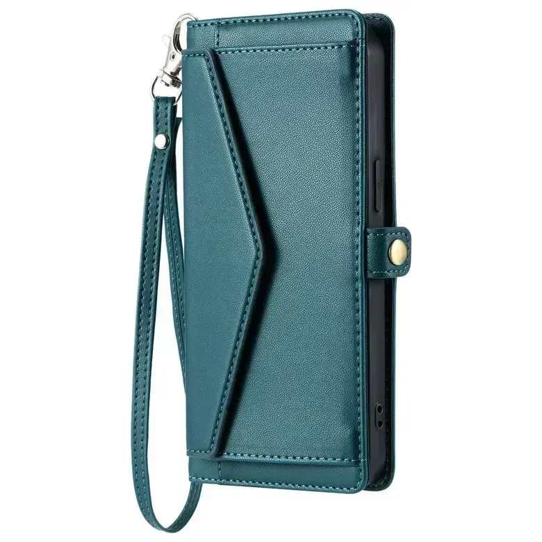 Luxury Crossbody Leather Wallet Phone Case with Book Cover Design