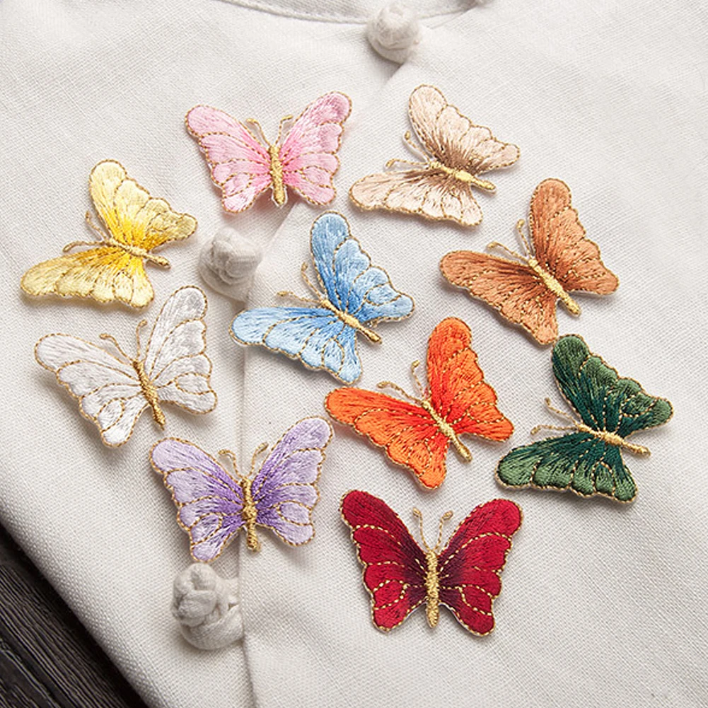 Fashion Butterfly Embroidered Patches DIY Fabric Bag Clothes Applique Sew Badge Craft