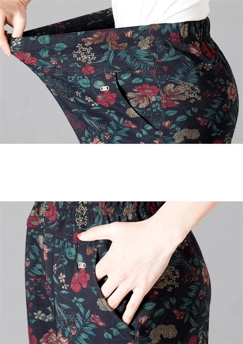 8XL pantaloni da donna di mezza età nuova stampa elastici pantaloni Casual a vita alta pantaloni dritti caldi in velluto invernale pantaloni Oversize della nonna 5