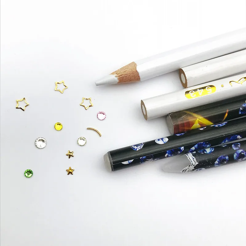 5pcs Nail Art Pen Stick Pasting Rhinestone Glitter Diamond Fingernail Pen Colorful Diamond-encrusted Nail Technician Pen 6