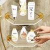 Acrylic Bathroom Shelf without Drilling Gold Rustproof Kitchen Toilet Shower Room Skincare Shampoo Corner Shelf Rack with Hook 4