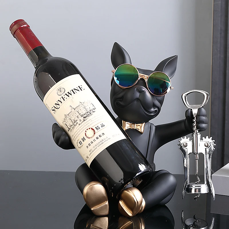SittingFrenchBulldogWineHolderDogButlerBottleSeatDesignStatue