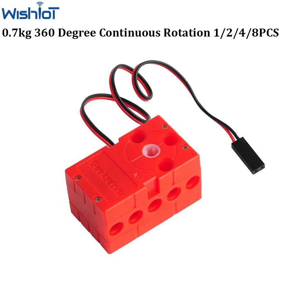 0.7kg 360Degree Continuous Rotation Fast Motor Dual Output High Torque Compatible with legoeds building block Microbit Geekservo 4pcs geekservo 360 degree continuous rotation servo wheel compatible with legoeds building blocks micro bit robot smart car
