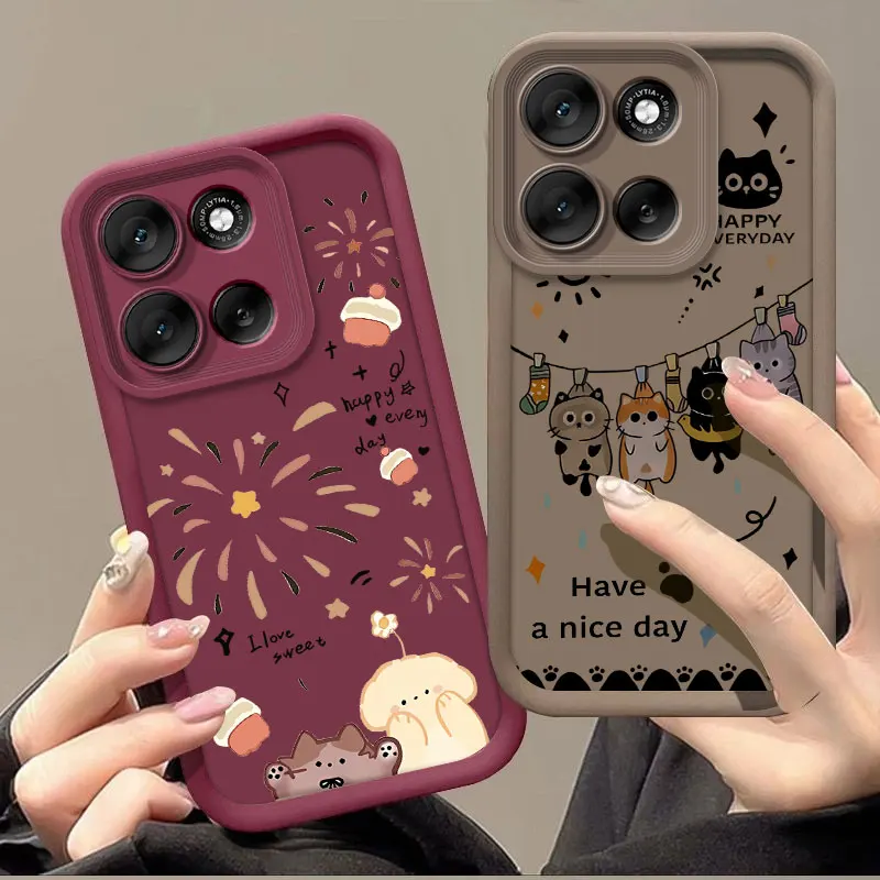 Fashionable Cute Cartoon Cat Silicone Shockproof Protective Back Cover Case