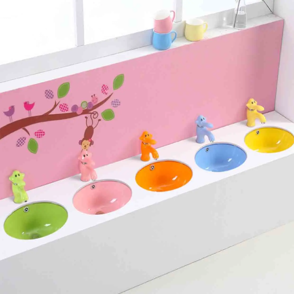 

Children's Color Washbasin Kindergarten Wash Basin Embedded Hand Wash Sink 13 Inch Ceramic Under Counter Sinks