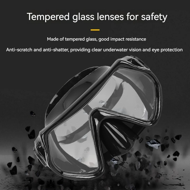 New Adult Diving Set Snorkel Large Frame Silicone Tempered Glass Scope Freestyle Assisted Underwater Breathing Equipment