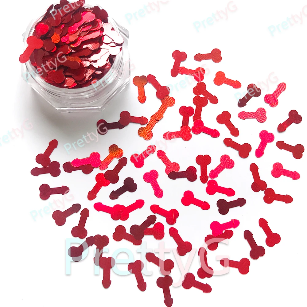 Nail Glitter Nail Decoration Body Glitter PrettyG 1 Box 8mm Small Man Penis Dicks Shape Glitter Sequins Holographic Glitter for Resin DIY Making Body Art Craft Decoration