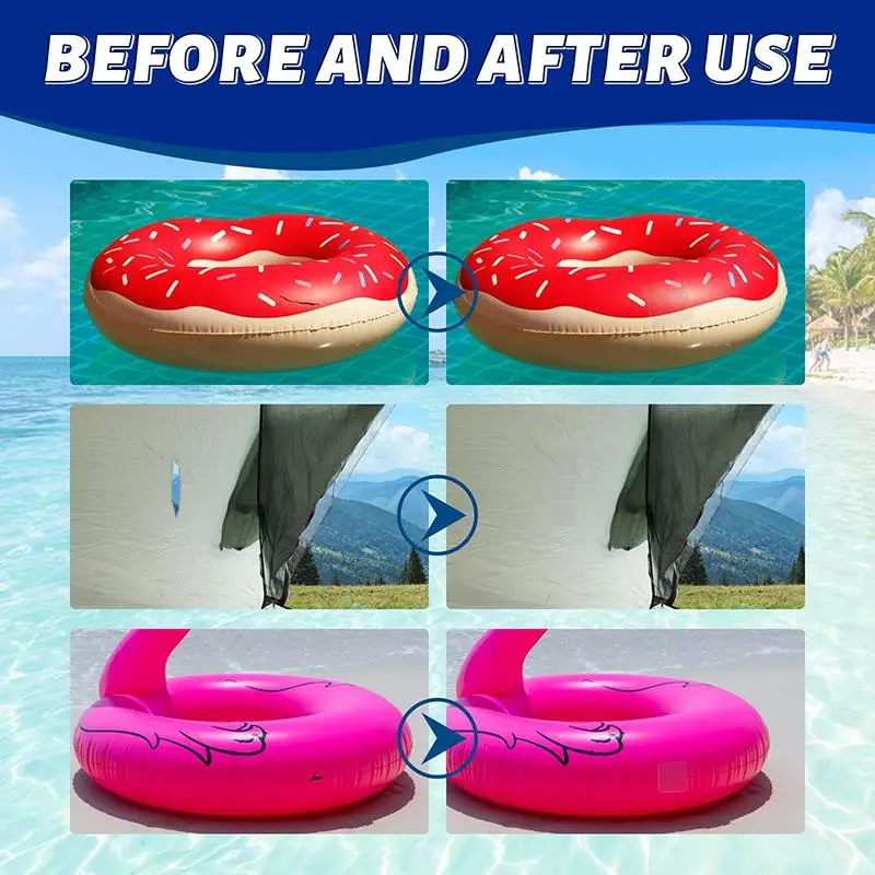 Nano pegamento de reparación, Kit de reparación inflable, parche autoadhesivo impermeable para esterilla de agua, flotador de piscina, almohadillas de cama de aire