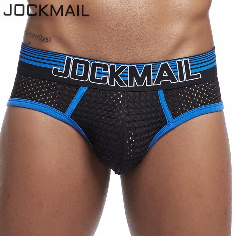 JOCKMAIL Sexy Mesh Men's Underwear Low Waist Plus Size Boxer Briefs nylon contrasting male underpants gay jockstraps boy thongs funny boxers for men Boxers