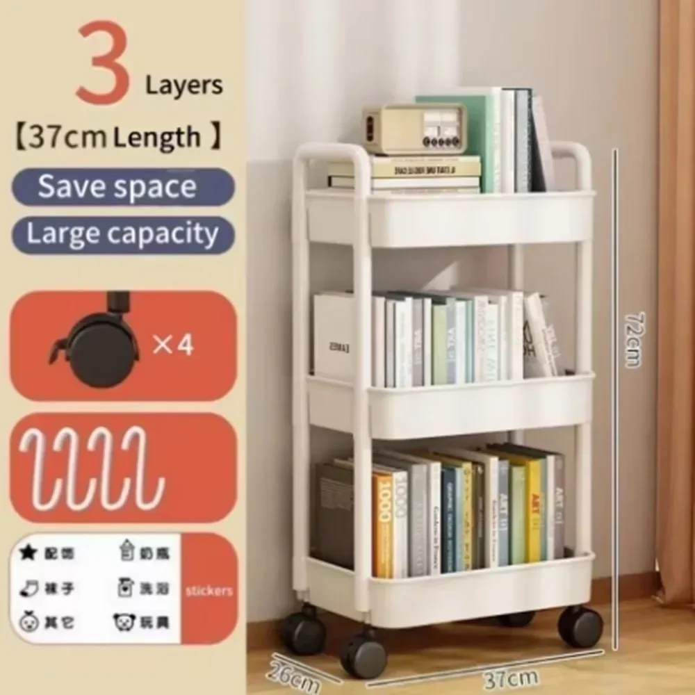Household Multi-layer Small Cart Storage Rack Floor To Floor Kitchen Bedroom Bathroom Storage Rack Storage Rack With Wheels 3