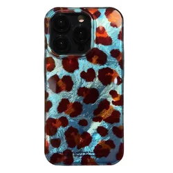 Blue Retro Leopard Print Phone Case with Whirlpool Pattern - iPhone 7 p or 8 p (SMT1079 Color)