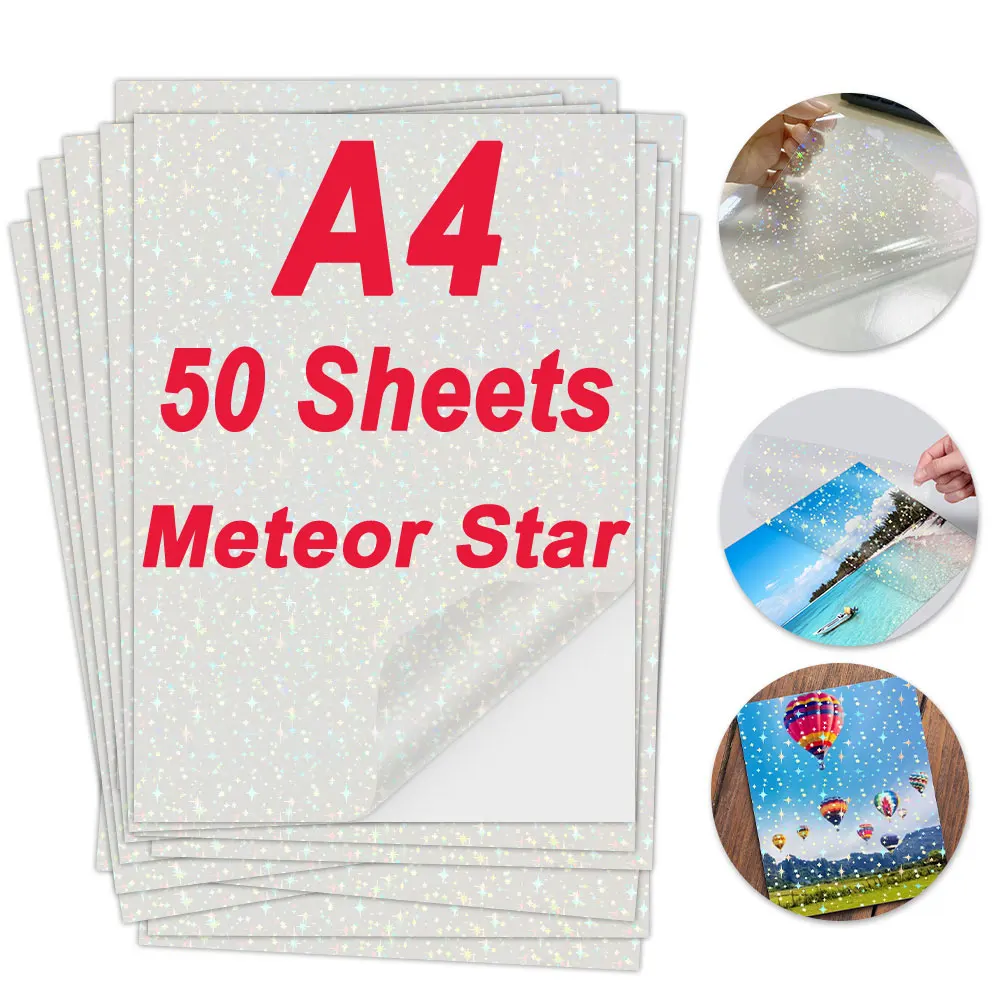 50 Sheets A4 Cold Lamination Film Colorful Hologram Rainbow Star Photo  Laminating Film on Paper Plastic DIY Package Color Card