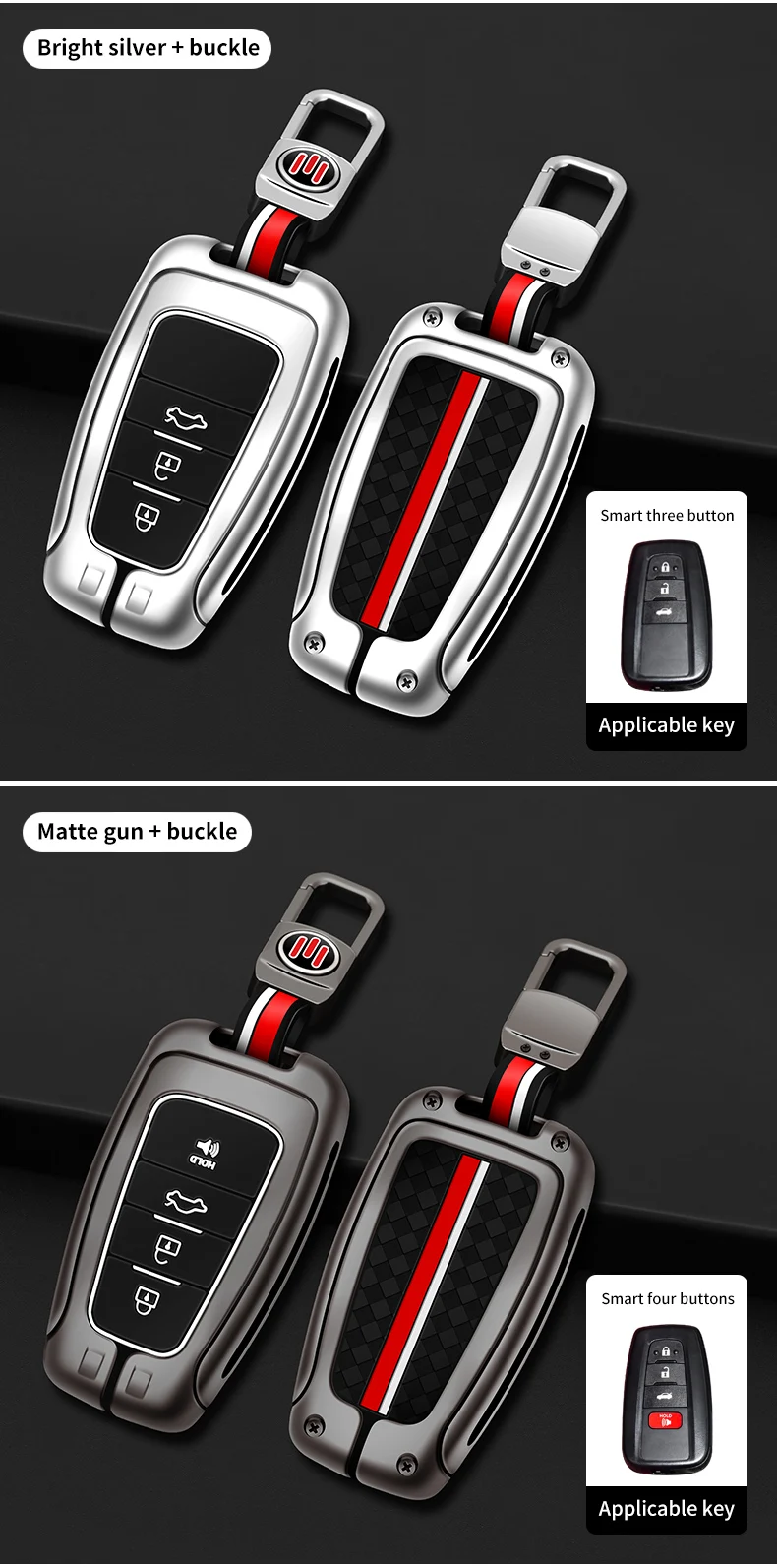 Zinc Alloy Car Remote Key Case Cover Shell Fob For Toyota Corolla Prius Camry CHR C-HR RAV4 Altis Land Cruiser Prado Accessories - S9d11233dff8147ec8908ef2f2b9b835bp