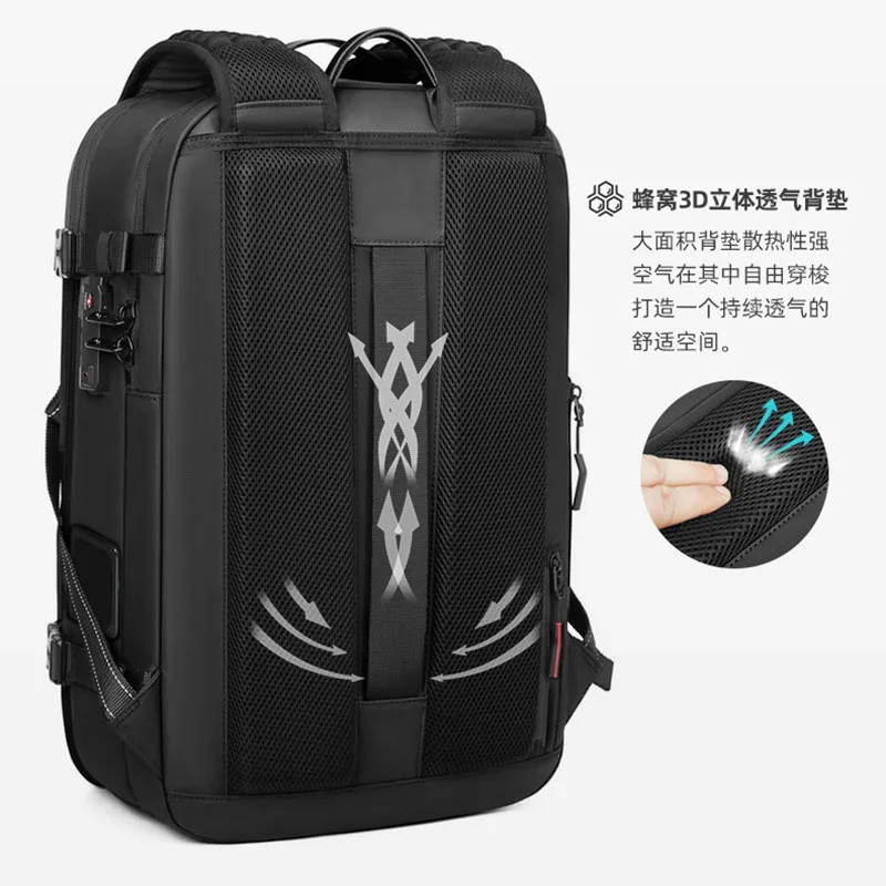 Zaino Ultra-Capiente per Affari e Casual, Borsa per Computer da Uomo, Zaino da Viaggio di Alta Gamma, Zaino Espandibile con Compressione Sottovuoto - immagine 6