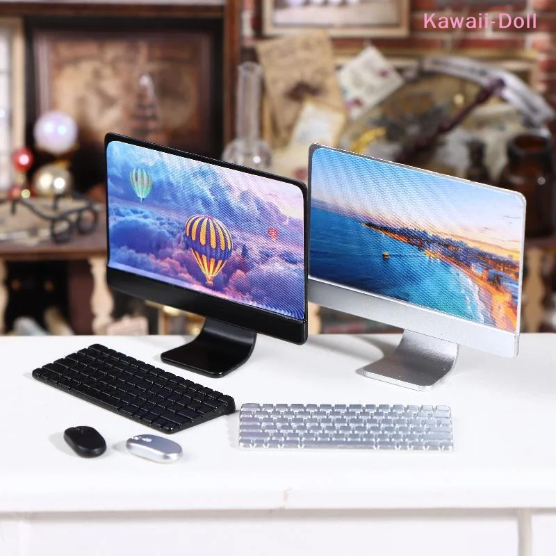 [DO]1Set Dollhouse Mini Laptop Computer Keyboard Mouse Kit Desktop Decoration Office Study Room Decor Accessories[DO] - 5
