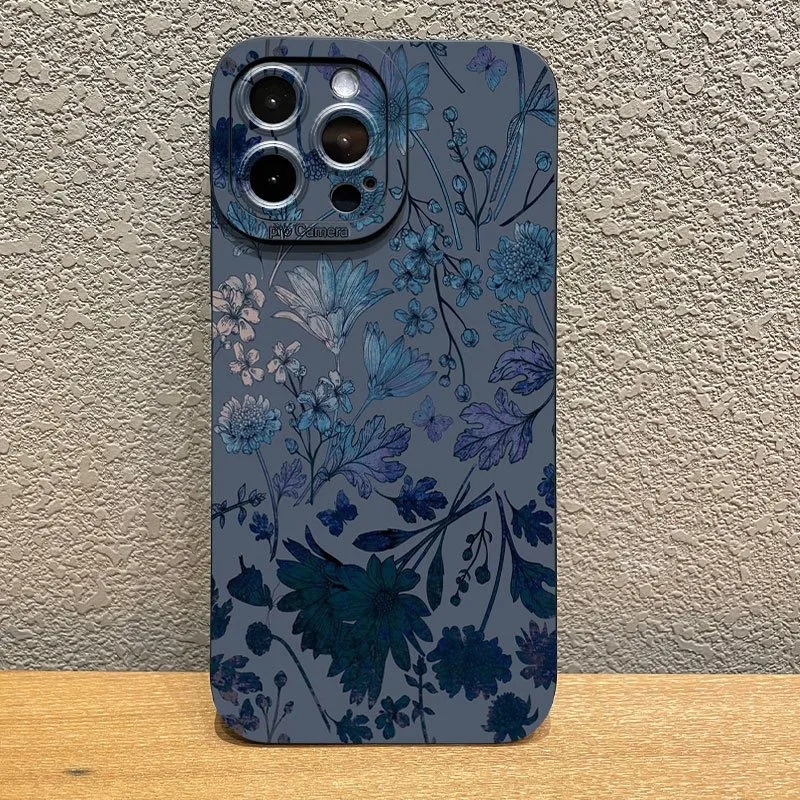 Gray Base Blue-Purple Floral Phone Case Cover