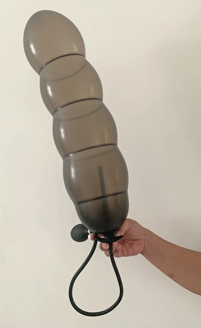 SM Super Long 5 Bead Inflatable Anal Plug Built-in Silicone Column Expandable 14cm Big Butt Plug Dildo Pump Bdsm Toy Ass Dilator