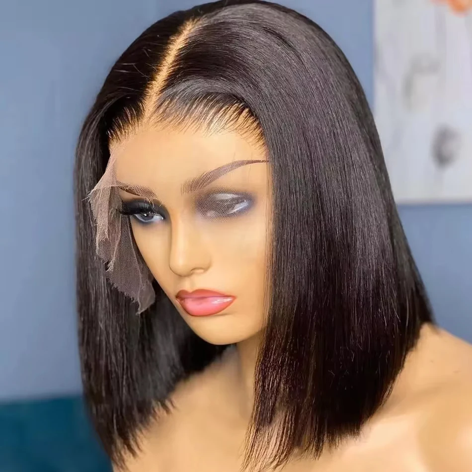 Bone Straight Bob 200% 13x6 Lace Front Human Hair Wigs 13x4 Lace Frontal Wig Transparent 5X5 Closure Brazilian Remy Hair
