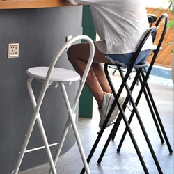 Modern Simple Chairs for Kitchen Iron High Feet Furniture for Home Balcony Folding Bar Chair Arc Backrest Counter Stools