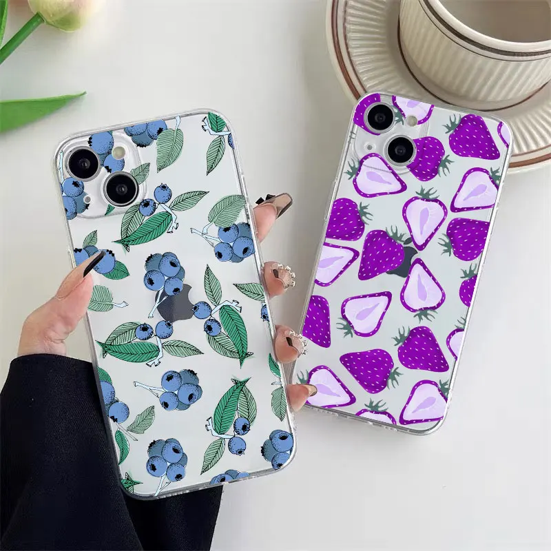 Vibrant Banana Strawberry Transparent Phone Case - Clear Protective Cover
