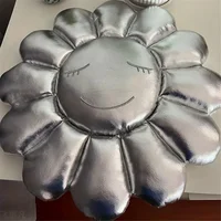 Silver Hiroshi Fujiwara Sunflower Cushion Bedroom Living Room Leather Textured Cushion Smile Office Cushion Home Decor 2