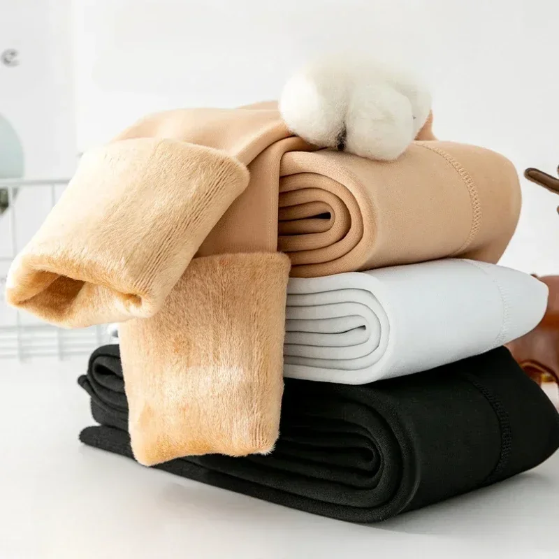 Kids Girls Skin Colour Leggings Elastic Thicken Plush Warm Cold-Proof Tights Children Autumn Winter Soild Dance Socks