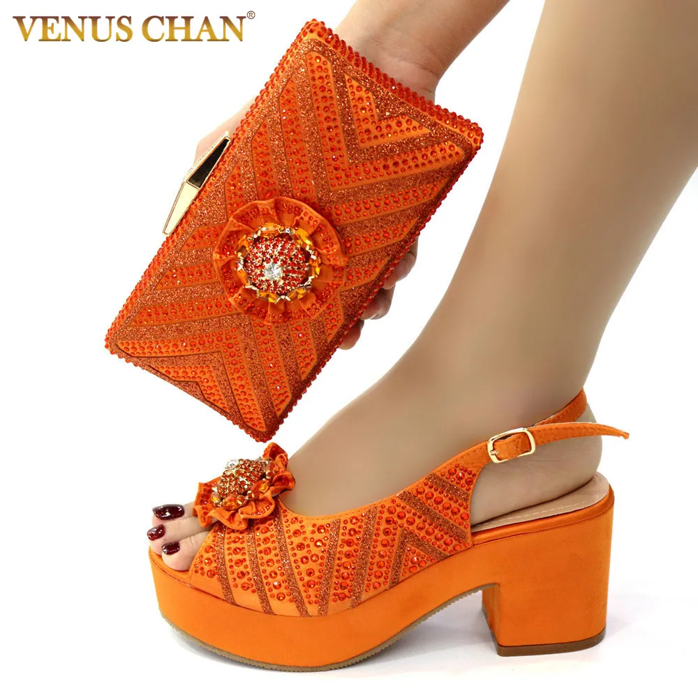 New Arrival Fashion Style Platform High Heels Handle Bag Anklet Design Medium Heel Ladies Shoes Suitable for Wedding Party